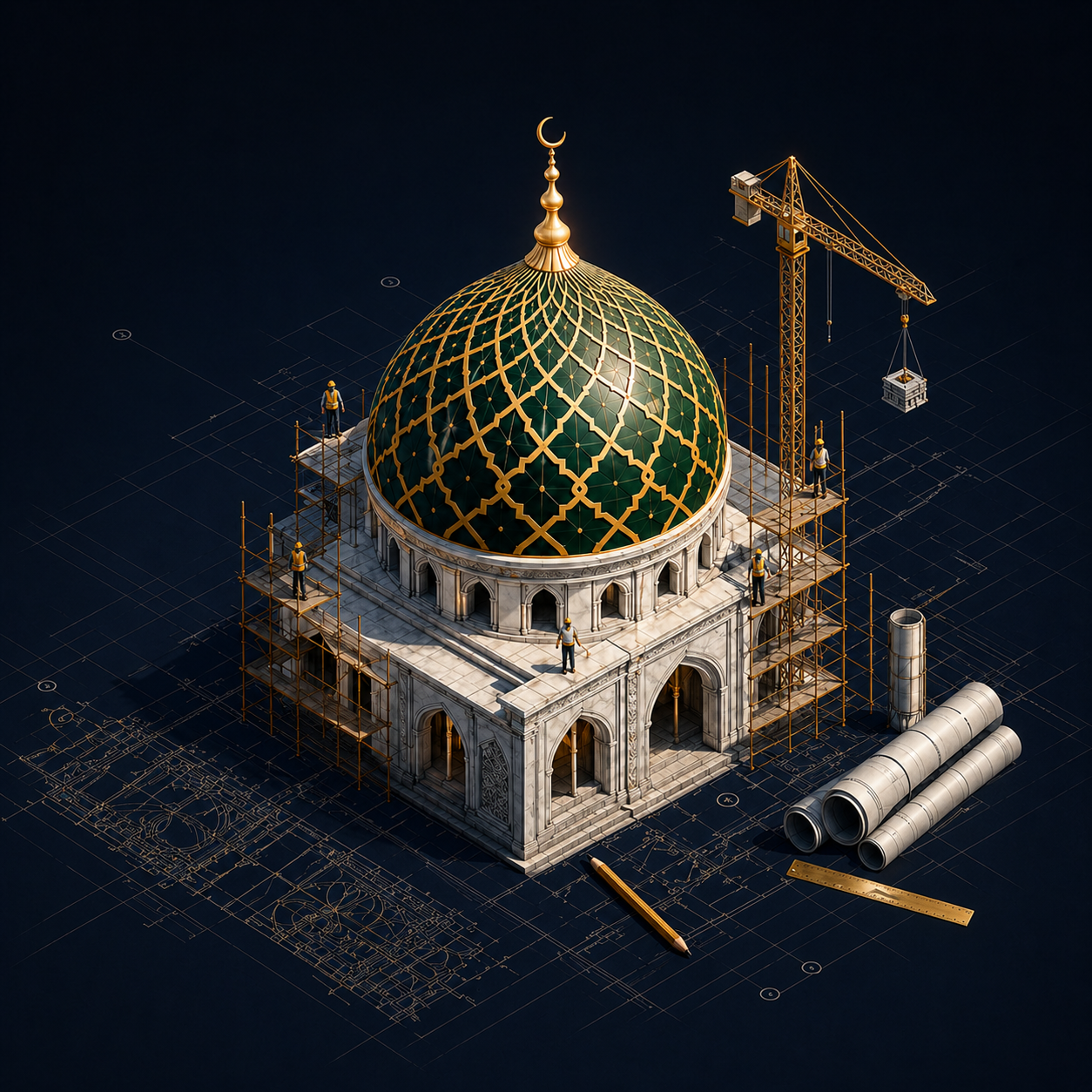 Ilustrasi Masjid Dark Mode